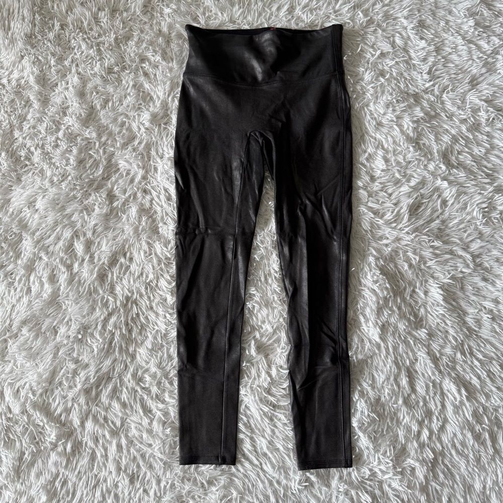 Spanx Black Faux Leather Leggings Size PM